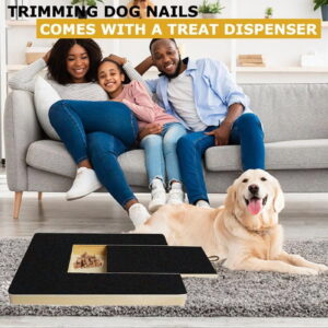 Dog Nail Scratch Board with Treat Box & Drawer - Large Dog Scratch Pad for Nail Care, Puppy Nail File Toy  (Cat Scratcher Friendly)