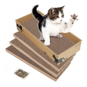 Prime Pets 3 in 1 Cat Scratcher Cardboard, Reversible Corrugated Cat Scratching Pad
