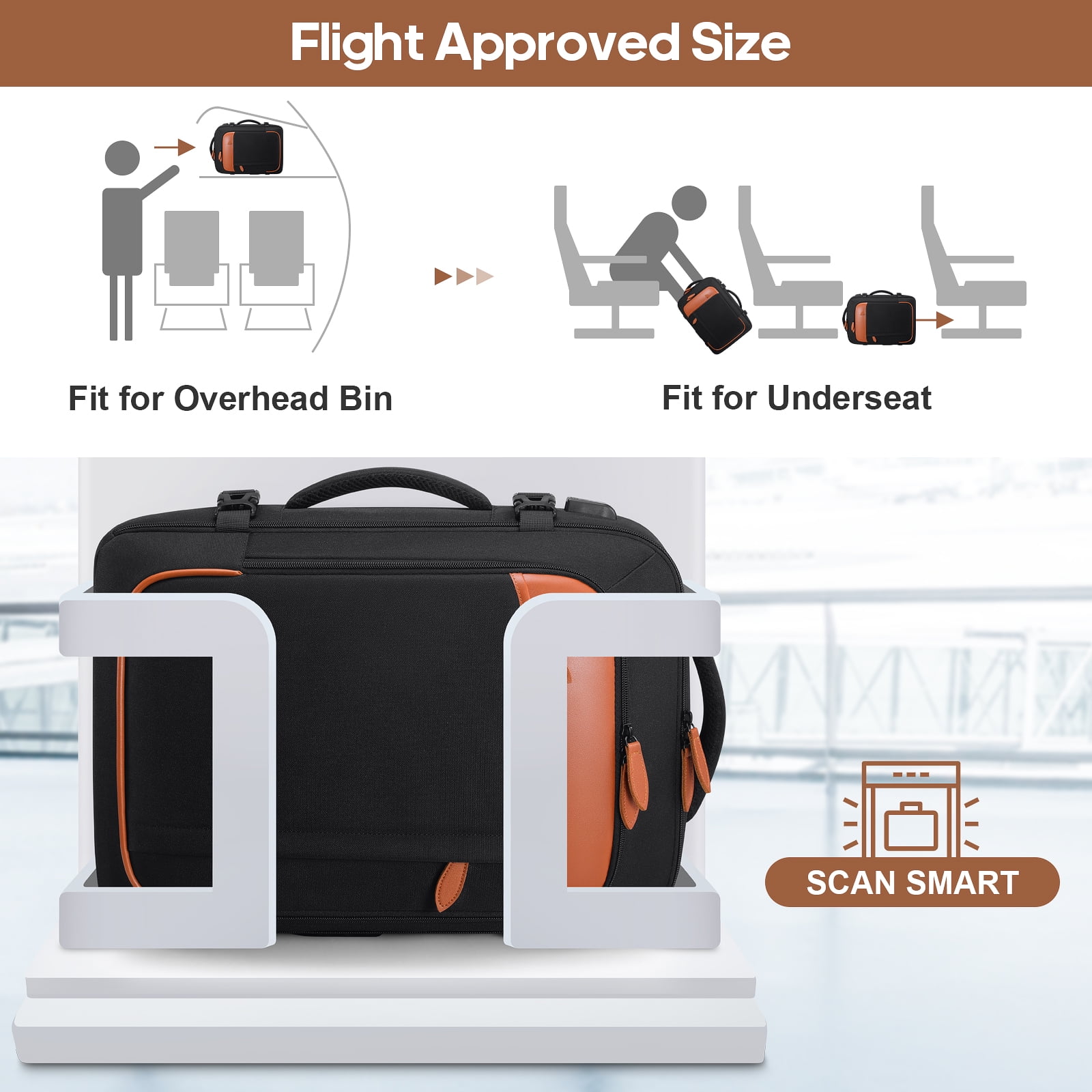 UKEIN Travel Backpack for Men & Women Carry On Backpack Flight Approved 40L Waterproof Anti-Theft Personal Item Backpack with Packing Cubes and Shoe Pocket - Image 5