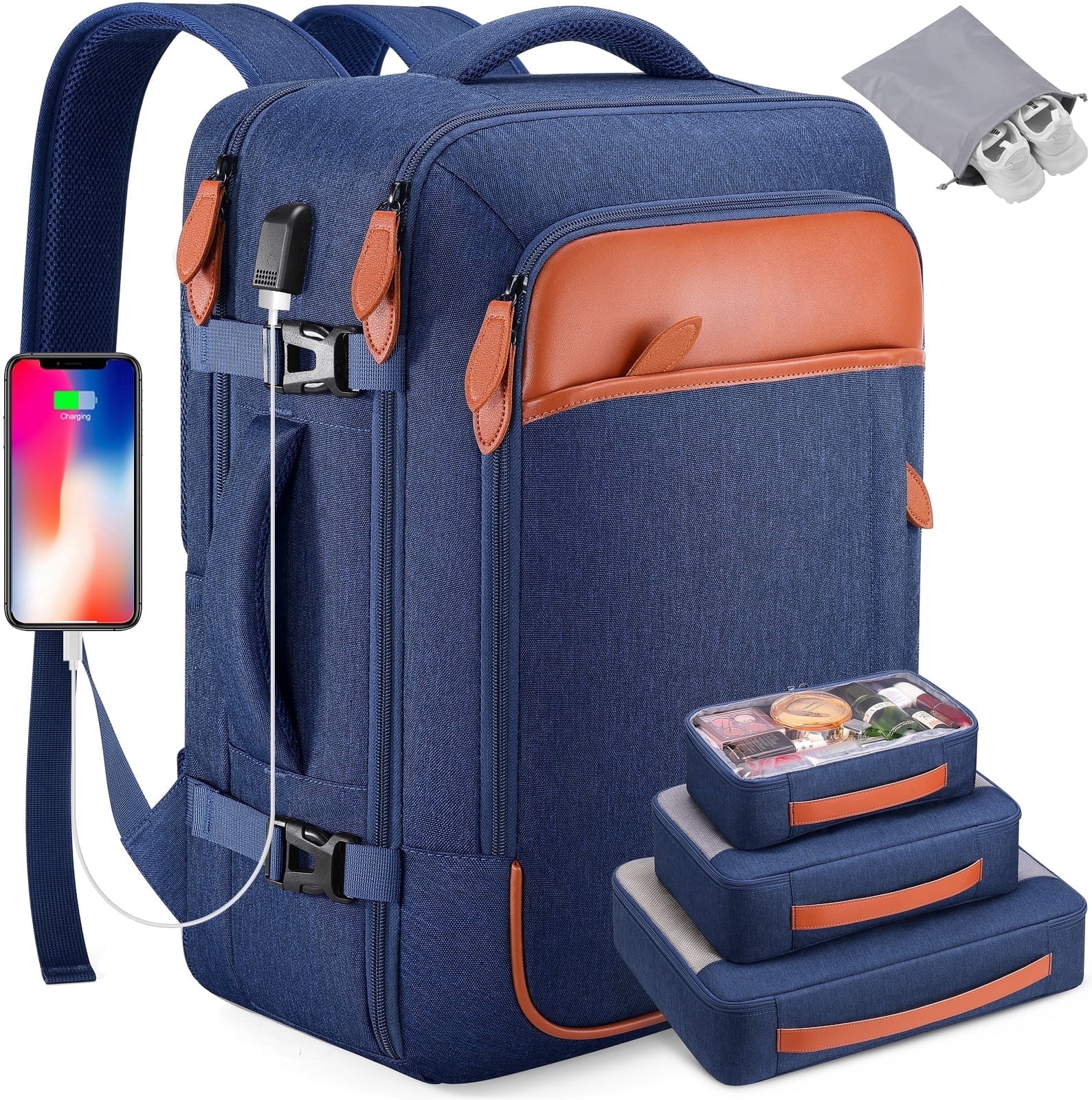 UKEIN Travel Backpack for Men & Women Carry On Backpack Flight Approved 40L Waterproof Anti-Theft Personal Item Backpack with Packing Cubes and Shoe Pocket - Image 8