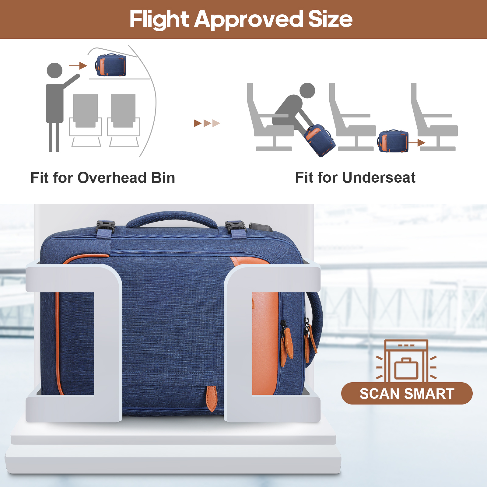 UKEIN Travel Backpack for Men & Women Carry On Backpack Flight Approved 40L Waterproof Anti-Theft Personal Item Backpack with Packing Cubes and Shoe Pocket - Image 11