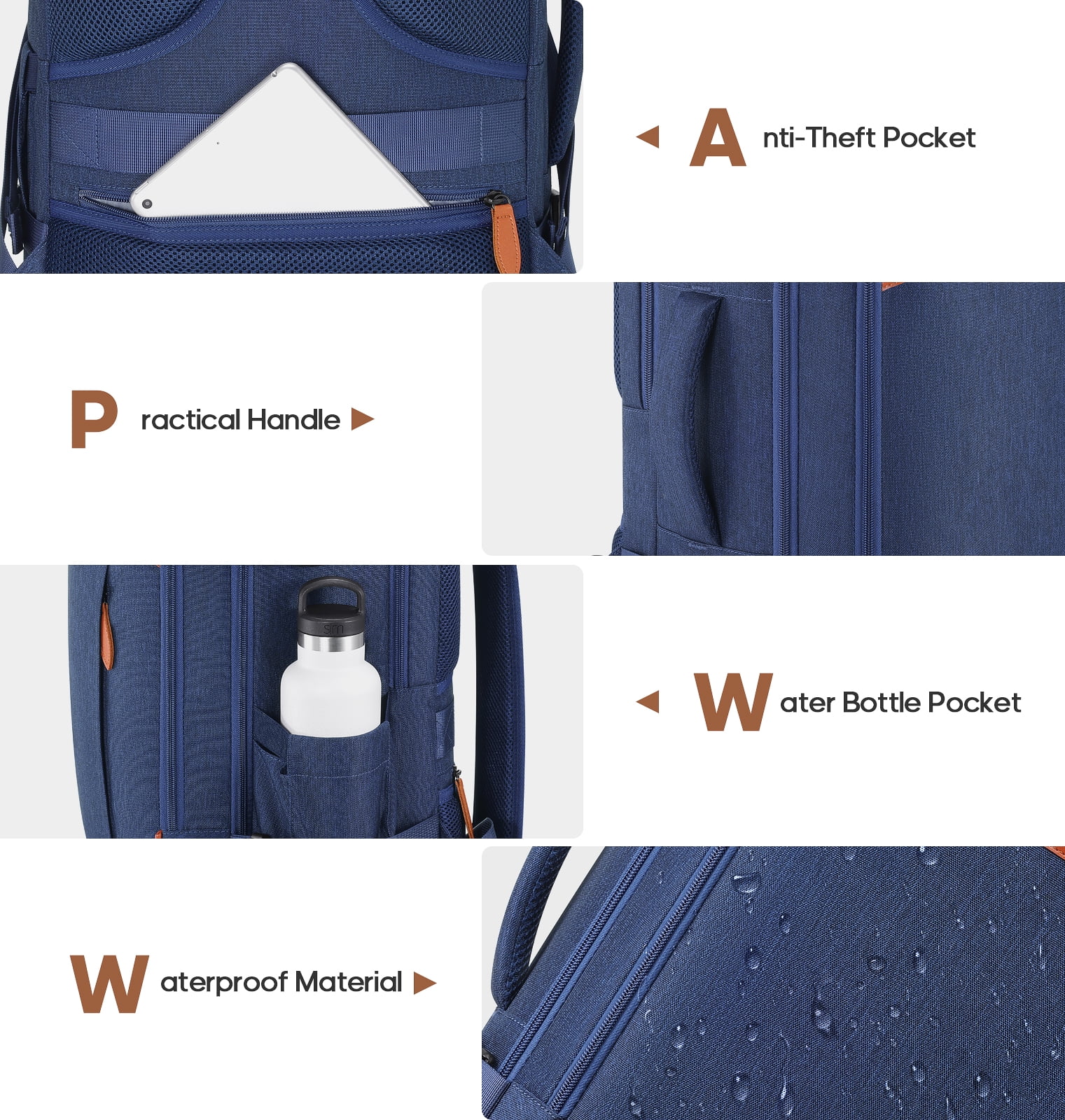 UKEIN Travel Backpack for Men & Women Carry On Backpack Flight Approved 40L Waterproof Anti-Theft Personal Item Backpack with Packing Cubes and Shoe Pocket - Image 12