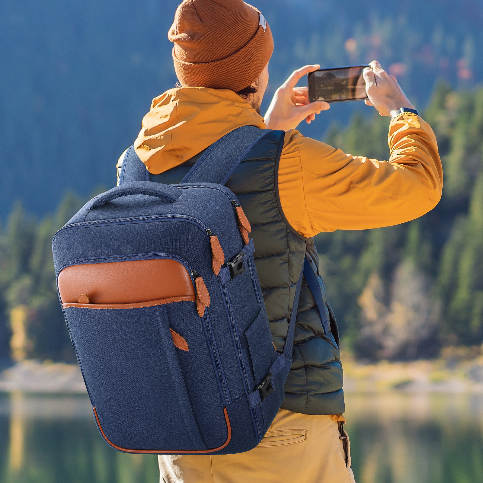 UKEIN Travel Backpack for Men & Women Carry On Backpack Flight Approved 40L Waterproof Anti-Theft Personal Item Backpack with Packing Cubes and Shoe Pocket - Image 13