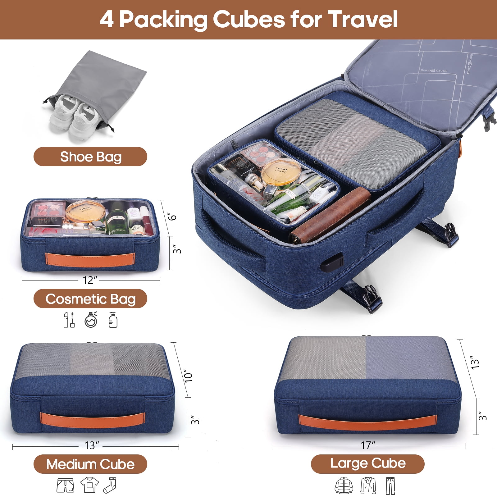 UKEIN Travel Backpack for Men & Women Carry On Backpack Flight Approved 40L Waterproof Anti-Theft Personal Item Backpack with Packing Cubes and Shoe Pocket - Image 14