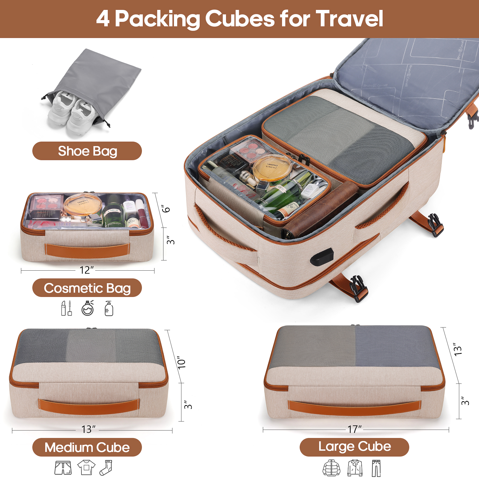 UKEIN Travel Backpack for Men & Women Carry On Backpack Flight Approved 40L Waterproof Anti-Theft Personal Item Backpack with Packing Cubes and Shoe Pocket - Image 20