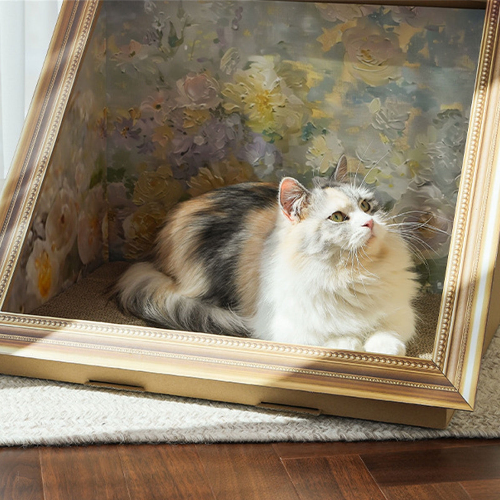 Artistic Oil Painting Cats House Scratching Board Art Photo Frame Friendly and Health for Cats Grinding Scratcher Toy - Image 3