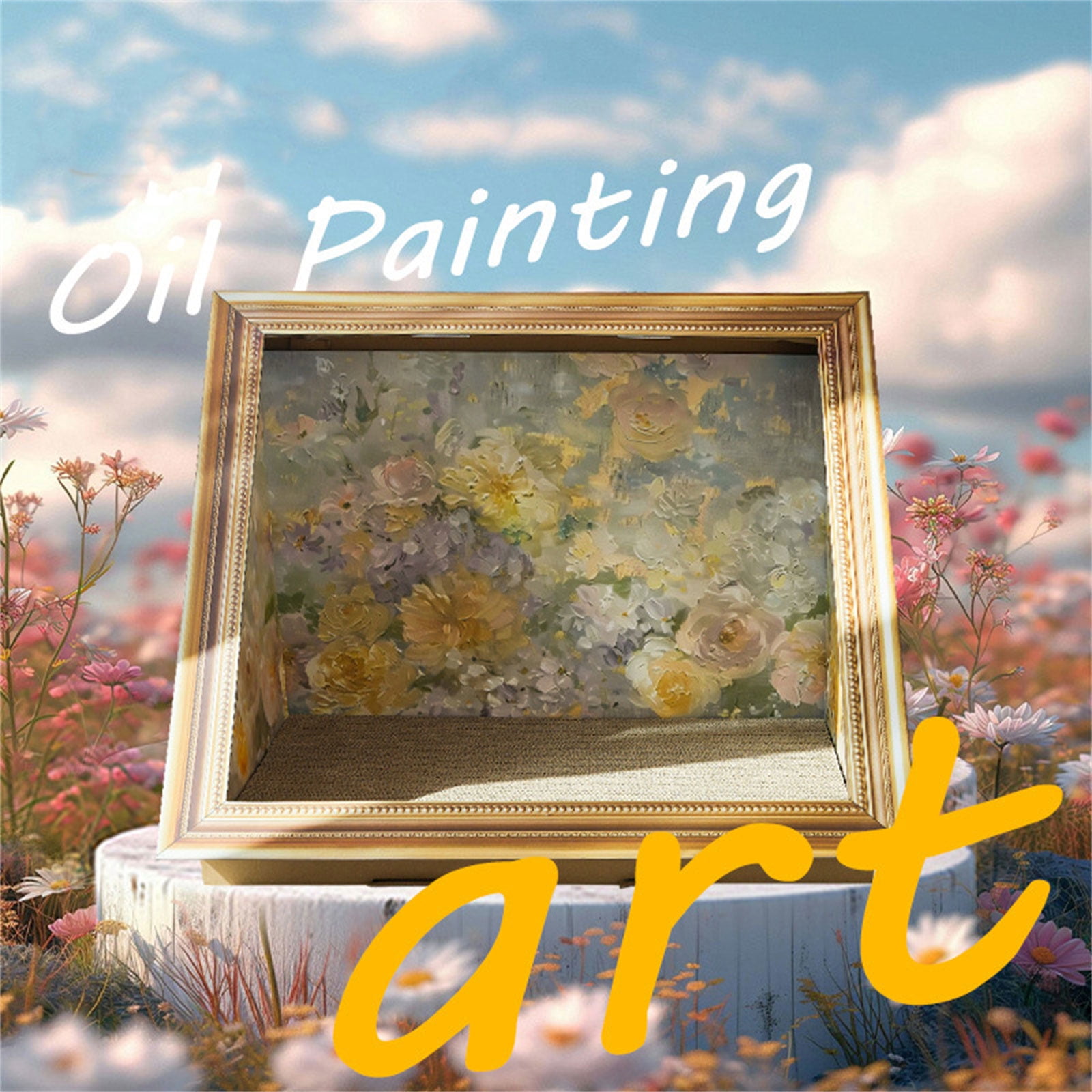 Artistic Oil Painting Cats House Scratching Board Art Photo Frame Friendly and Health for Cats Grinding Scratcher Toy - Image 6