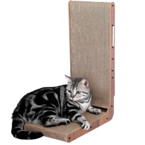 FluffyDream Cat Scratcher, L Shape Cat Scratch Pad Wall Mounted, Cat Scratching Cardboard with Ball Toy