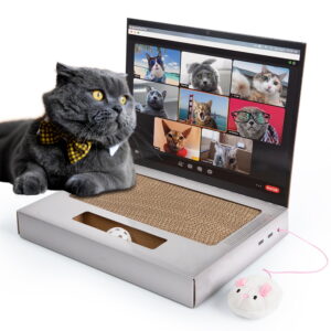 Cardboard Cat Scratcher Laptop for Cats- Includes Catnip and Stickers