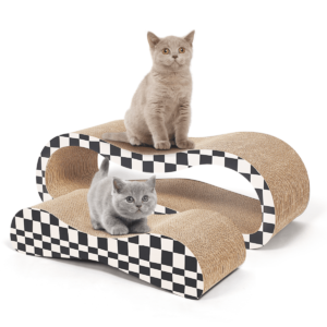 FluffyDream 2 in 1 Cat Scratcher Cardboard Lounge Bed, Cat Scratching Post, Durable Board Pads Prevents Furniture Damage,Large,Checkerboard