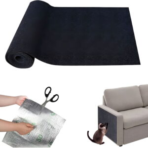 LAMIRO Polymers for Cat Scratching, Self Adhesive Trimmable Cat Scratcher Couch Protector, Cat Scratcher Sticky Fabric to Protect Furniture from Scratches (Black, 15.7-39.3in)