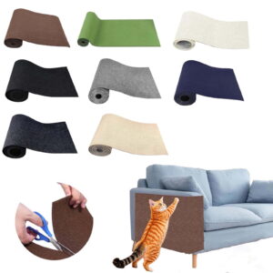 Light Gray Customizable Scratch Guard Mat - Self-Stick Furniture Protector for Cat Claw Management