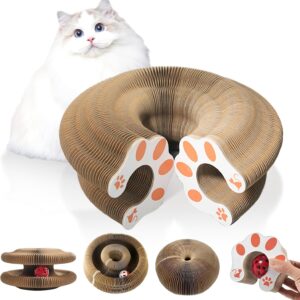 Kitty Kurlz Cat Toy, Cat Accordion Toy, Magic Organ Cat Scratch Board - Fun Folding Multi-Purpose Mesh Design Cat Scratcher