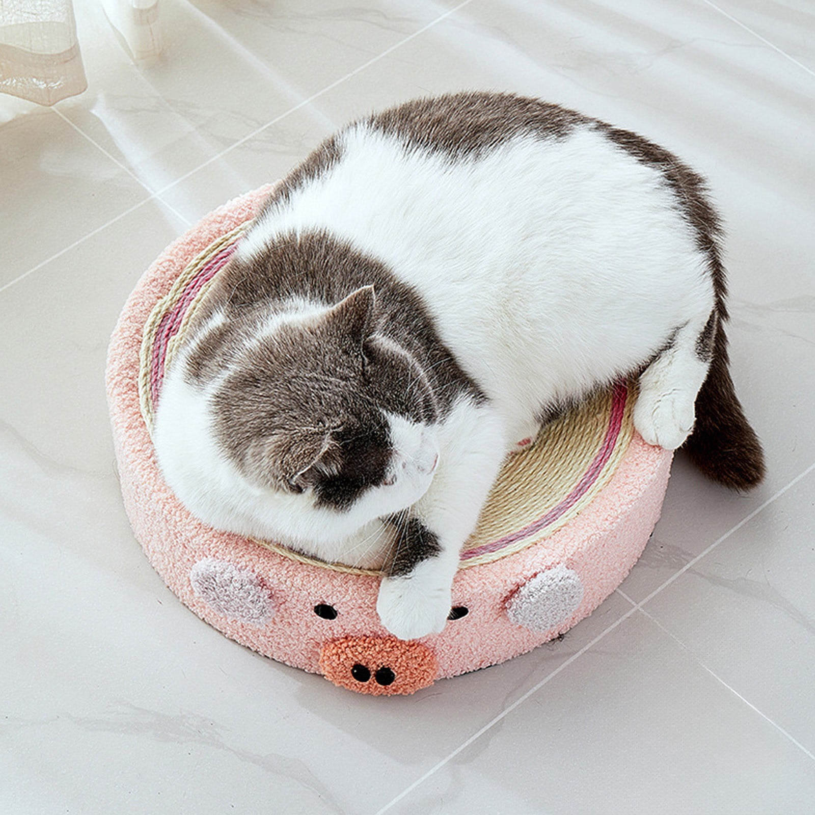 STPToys Large Cat Scratcher Bed Cardboard,Kitty Scratch Pad Corrugated Bowl Round Kittens Scratching Board Protector for Couch&Carpets&Sofas - Pink - Image 2