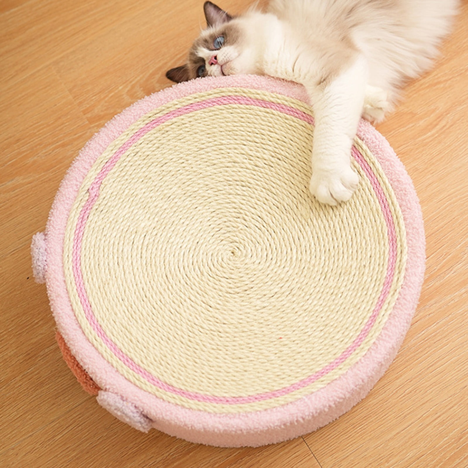 STPToys Large Cat Scratcher Bed Cardboard,Kitty Scratch Pad Corrugated Bowl Round Kittens Scratching Board Protector for Couch&Carpets&Sofas - Pink - Image 6