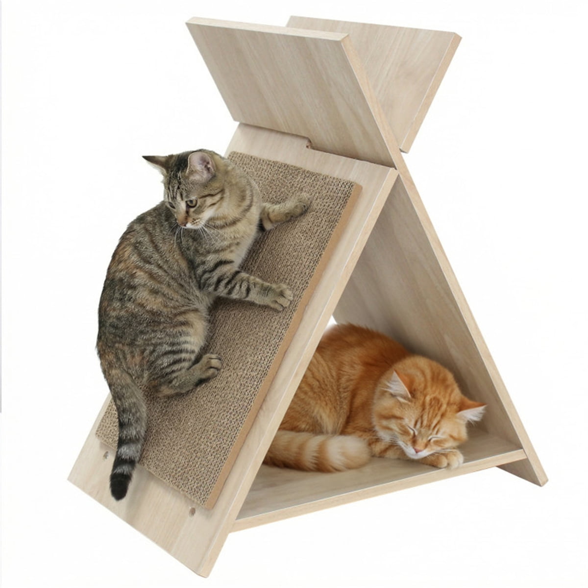 ZephyPaws Vertical Cat Scratching Post,Cat Scratcher Foldable,Triangle Cat Scratching Board,Multiple Angle Scratch Pad,Wooden Cat Scratcher for Indoor Cats,Natural