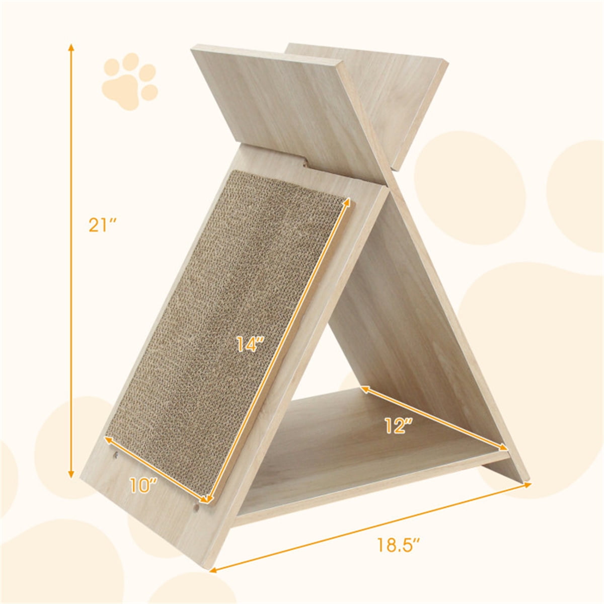 ZephyPaws Vertical Cat Scratching Post,Cat Scratcher Foldable,Triangle Cat Scratching Board,Multiple Angle Scratch Pad,Wooden Cat Scratcher for Indoor Cats,Natural - Image 2