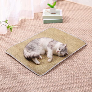 Harlier Cat Scratcher Mat, Natural Sisal Cat Scratch Pad, Horizontal Floor Kitten Scratching Pads Rug for Indoor,Pet Furniture Protector for Couch Carpets Sofas, 13.8x9.8 inch, Brown