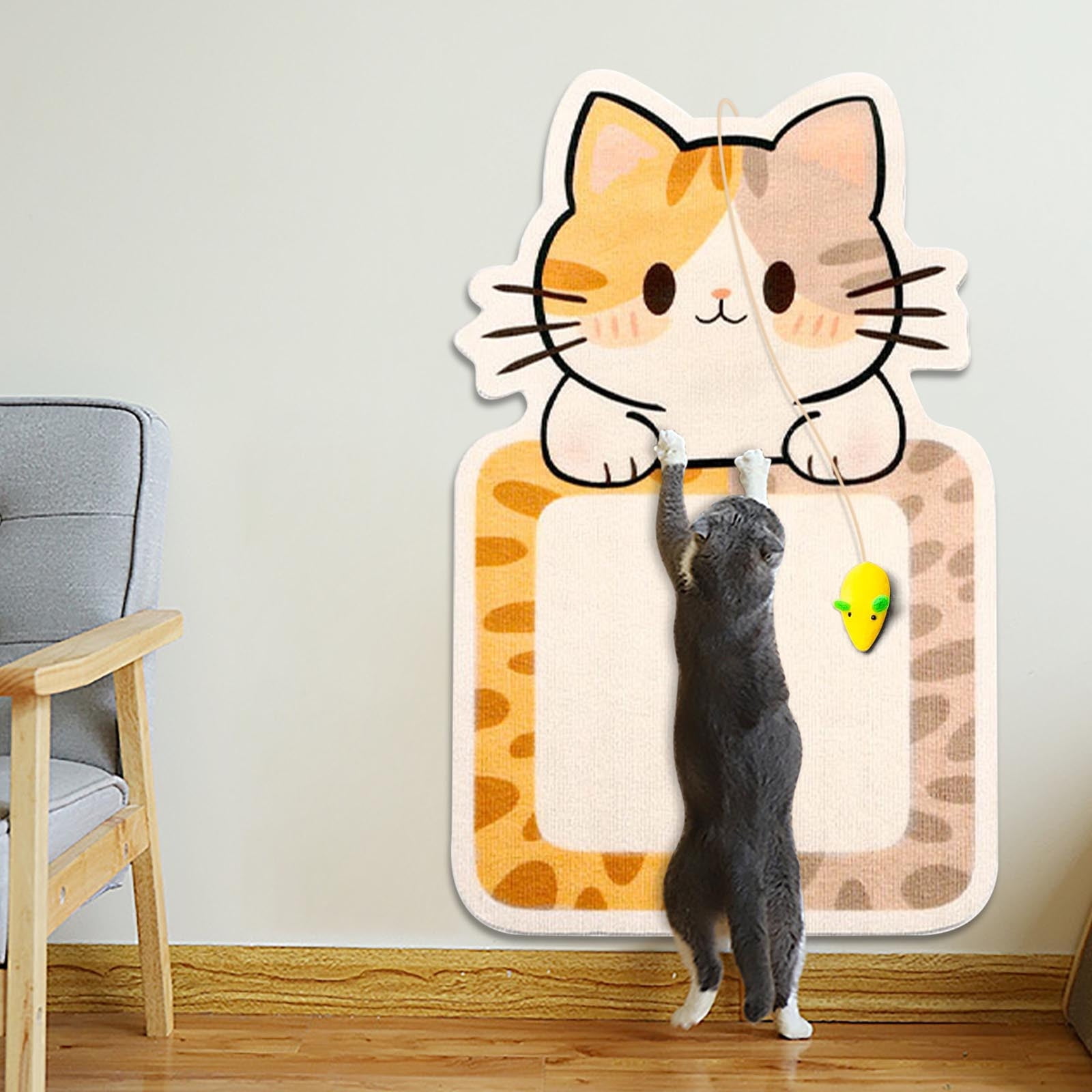 weibbin Cat Scratcher Wall Mounted Scratch Pad for Wall Modern Cute Cardboard Vertical Cat Scratching Post, Furniture Protector - Image 4