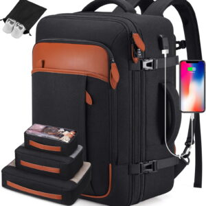 UKEIN Travel Backpack for Men & Women Carry On Backpack Flight Approved Expandable 42L Waterproof Anti-Theft Personal Item Backpack with Packing Cubes and Shoe Pocket