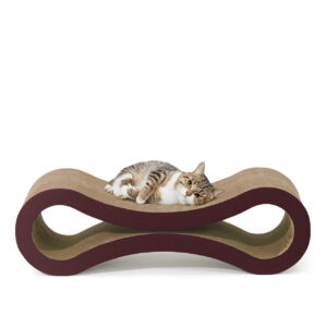 CAPHAUS Infinity Cat Scratcher Lounger, Reversible Scratcher, Large Cat Scratching Pad, Cat Scratching Board, Scratch Pad for Indoor Cats, Brown