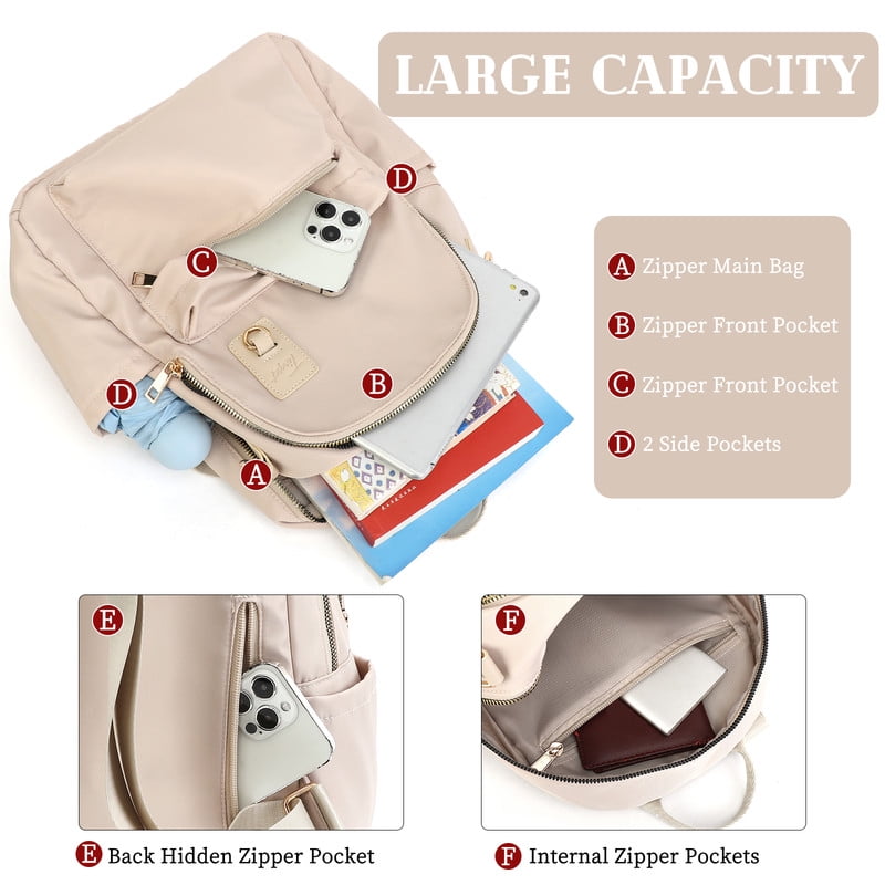 Tinyat Backpack for Women Shoulders Bag Convertible Ladies Fashion Bags Waterproof Large Capacity for Travel Commute Concert - Image 17