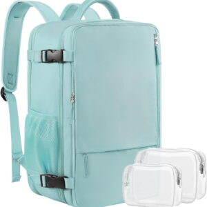 Lochas Large Travel Backpack Carry On Backpack,Hiking Backpack Waterproof Outdoor Sports Rucksack Multi-pocket Daypack School Bag Bookbag for Men Women,Light Blue Green