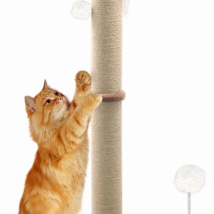 36'' Tall Cat Scratching Post, Large Sisal Scratch Post for Indoor Cats, Sturdy Cat Scratcher Tower, Vertical Cat Scratch Pole, Modern Cat Furniture for Kittens & Adult Cats (Brown)