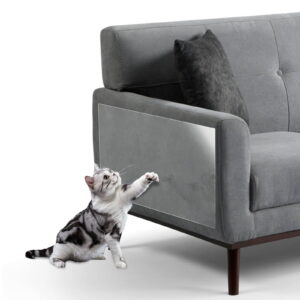 10 Pack Cat Scratch Furniture Protector, Self Adhesive Anti Scratch Cat Tape with Scraper & Twist Pins, Plastic Sofa Cat Scratcher Protection for Door Couch Wall Carpet (15.7" x 11.8")