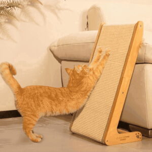 CheerPals Sisal Cat Scratcher, 24.8" Solid Wooden Cats Furniture L-Shape Scratching Post Climbing Vertical Pet Pad Board