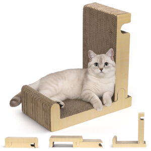 Euqvunn Cat Scratcher, Reversible Cardboard Cat Scratch Pad, 4 in 1 Cat Scratching Board for Various Cat Scratch Positions, Durable Cat Scratchers for Indoor Cats to Protect Furniture, no Install