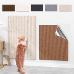 Adhesive Cat Scratcher Mat, Cat Scratching Post Diy Climbing Carpet, Trimmable Cat Scratch Furniture Protector Pad for Wall Couch (Beige, 60x100cm)