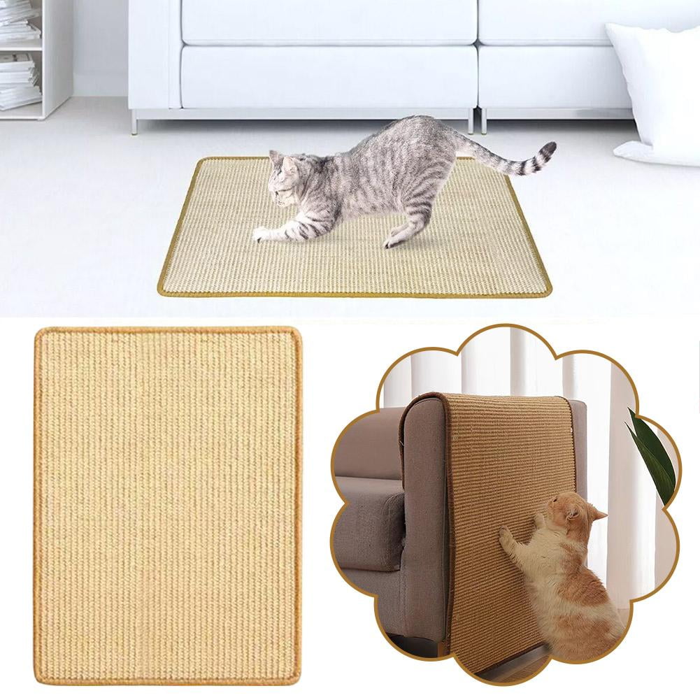 Wall Mounted Cat Scratcher Mat, Natural Sisal Cat Scratch Pad for Indoor Cats, Vertical Carpet Scratching Board with Tapes, Furniture Protection - Image 2