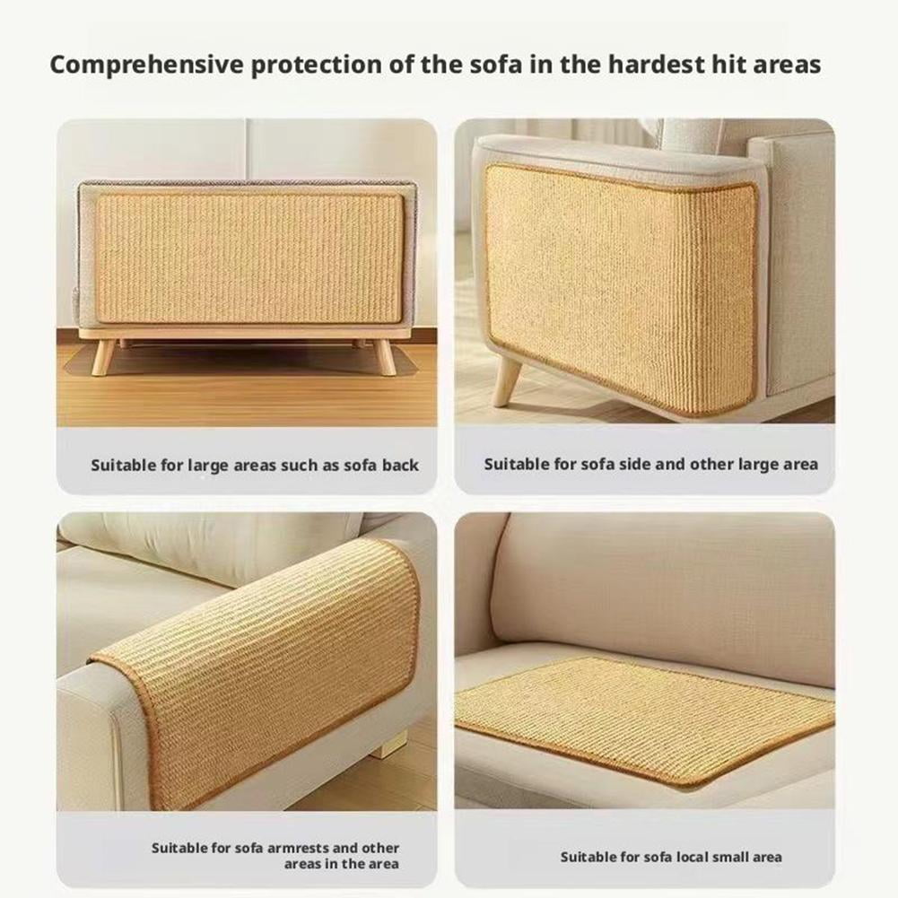 Wall Mounted Cat Scratcher Mat, Natural Sisal Cat Scratch Pad for Indoor Cats, Vertical Carpet Scratching Board with Tapes, Furniture Protection - Image 5