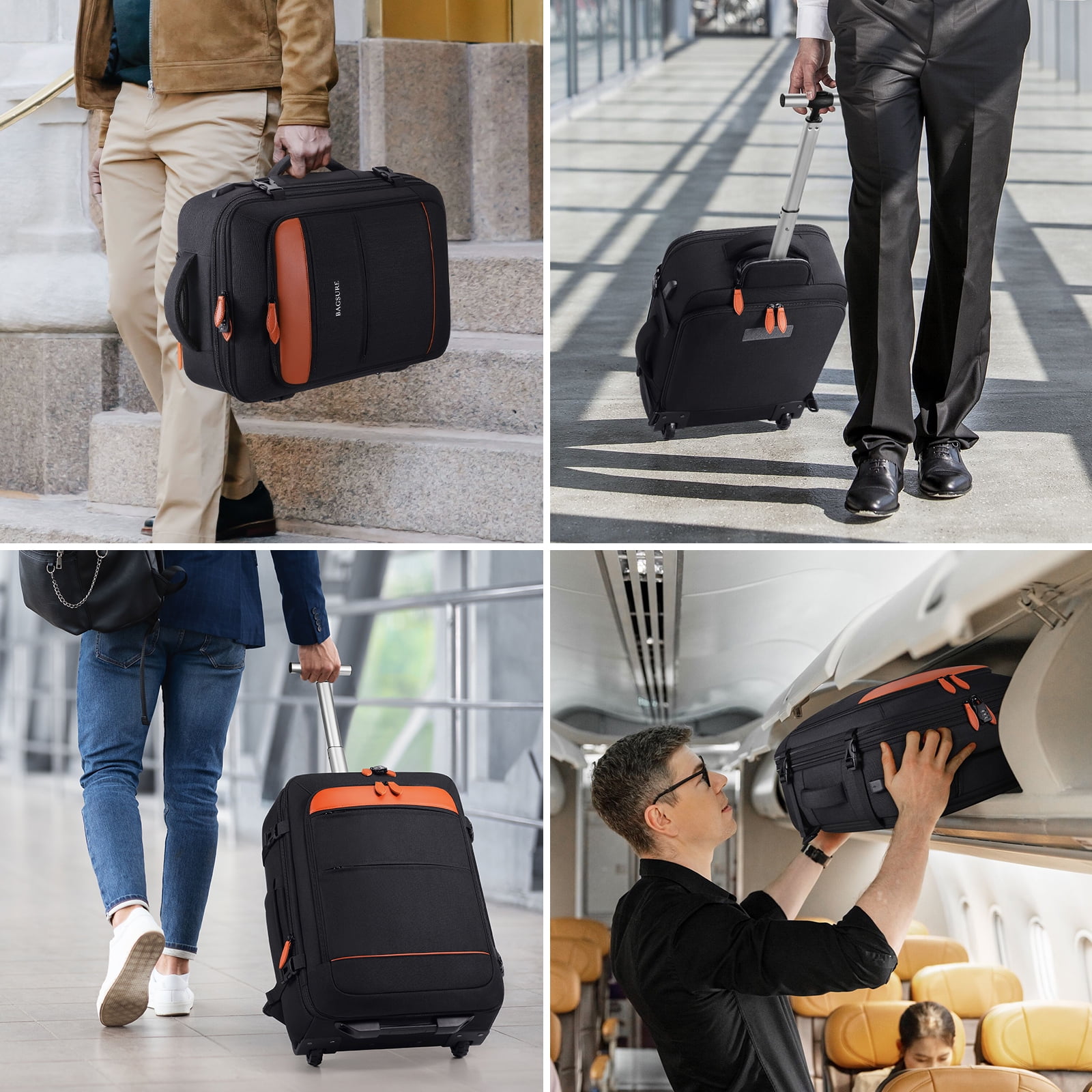 UKEIN Rolling Backpack for Adults Backpack with Wheels with USB Charging Port & Combination Lock Roller Backpack with Packing Cubes and Shoe Pocket - Image 3