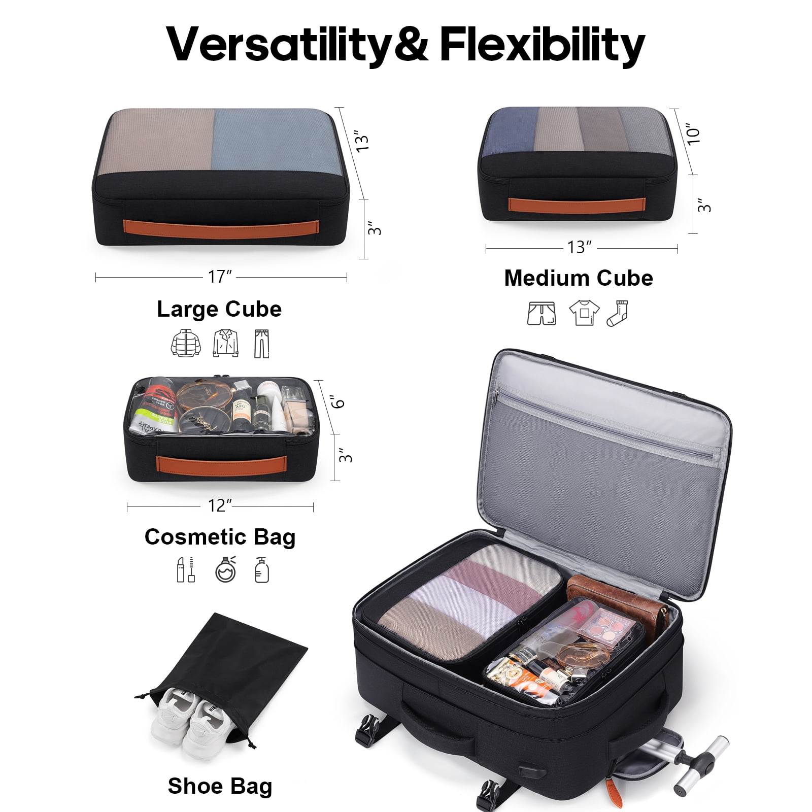 UKEIN Rolling Backpack for Adults Backpack with Wheels with USB Charging Port & Combination Lock Roller Backpack with Packing Cubes and Shoe Pocket - Image 5