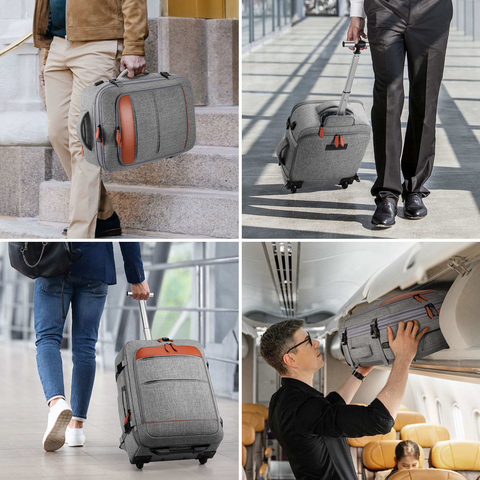 UKEIN Rolling Backpack for Adults Backpack with Wheels with USB Charging Port & Combination Lock Roller Backpack with Packing Cubes and Shoe Pocket - Image 10