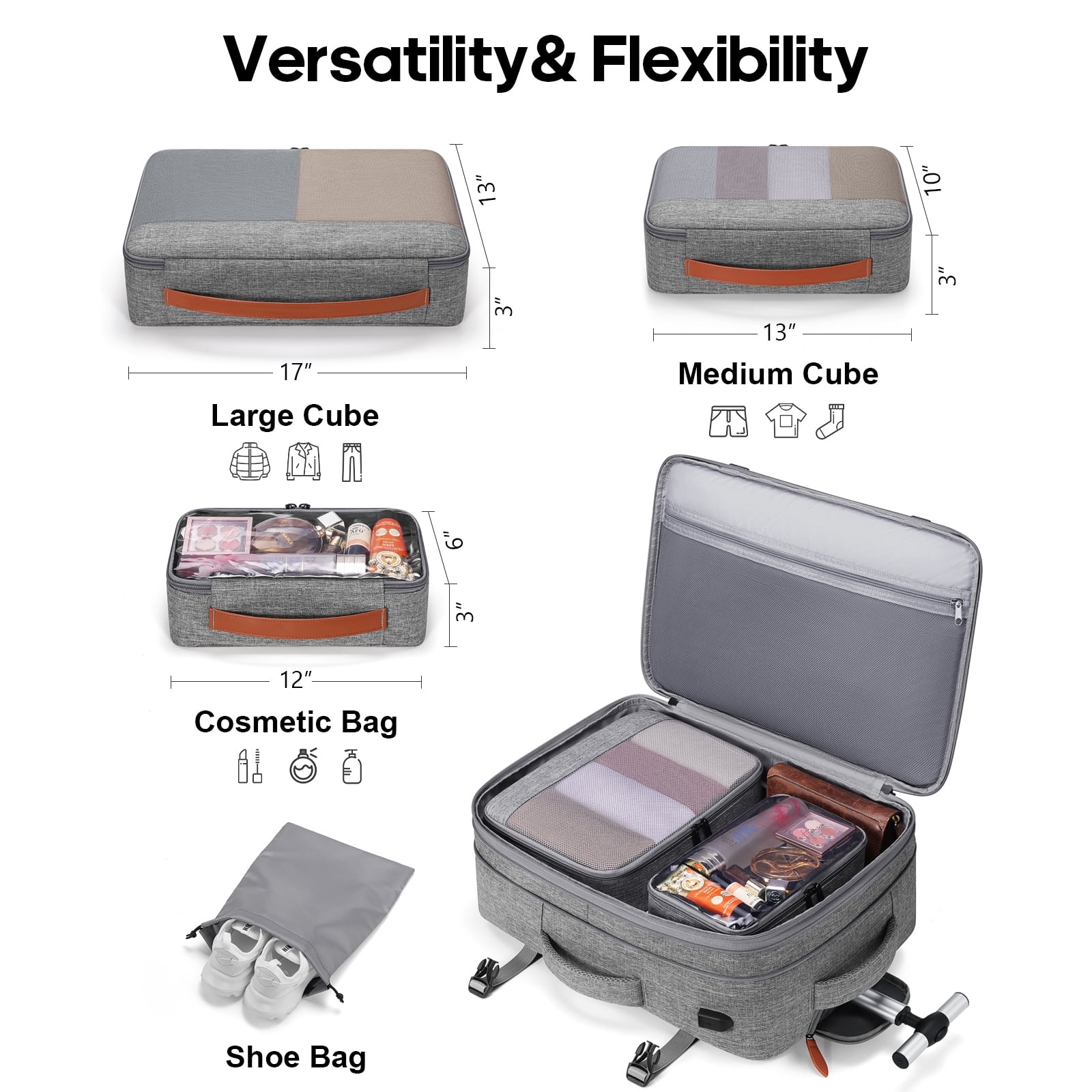 UKEIN Rolling Backpack for Adults Backpack with Wheels with USB Charging Port & Combination Lock Roller Backpack with Packing Cubes and Shoe Pocket - Image 14