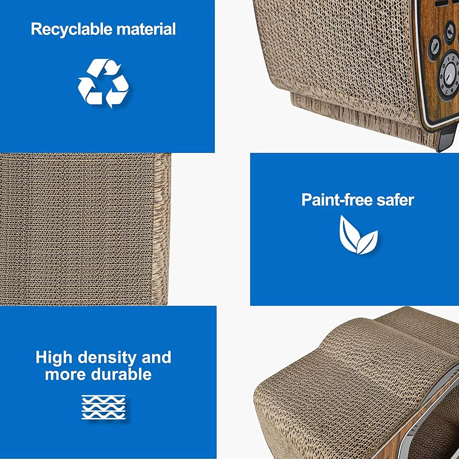 TV Cat Scratcher Cardboard Lounge Bed Board Pads Prevents Furniture Damage - Image 7