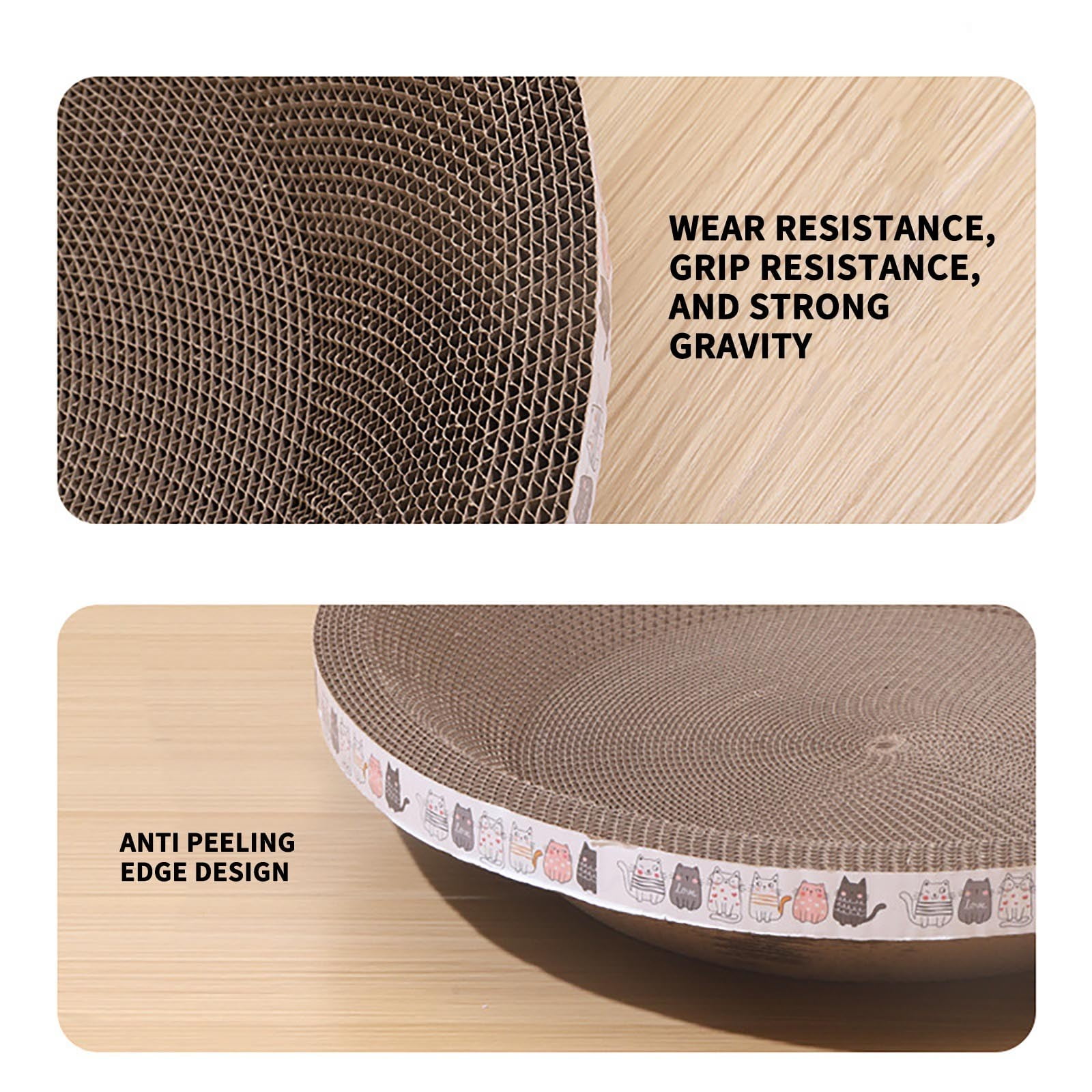 Cardboard Scratcher Pad Scratching Post:Round Sturdy Cat Scratching Cardboard Pad Breathable Cat Scratch Pad, Cat Scratching Cardboard for Indoor Cats, Furniture Protecter(Medium) - Image 4