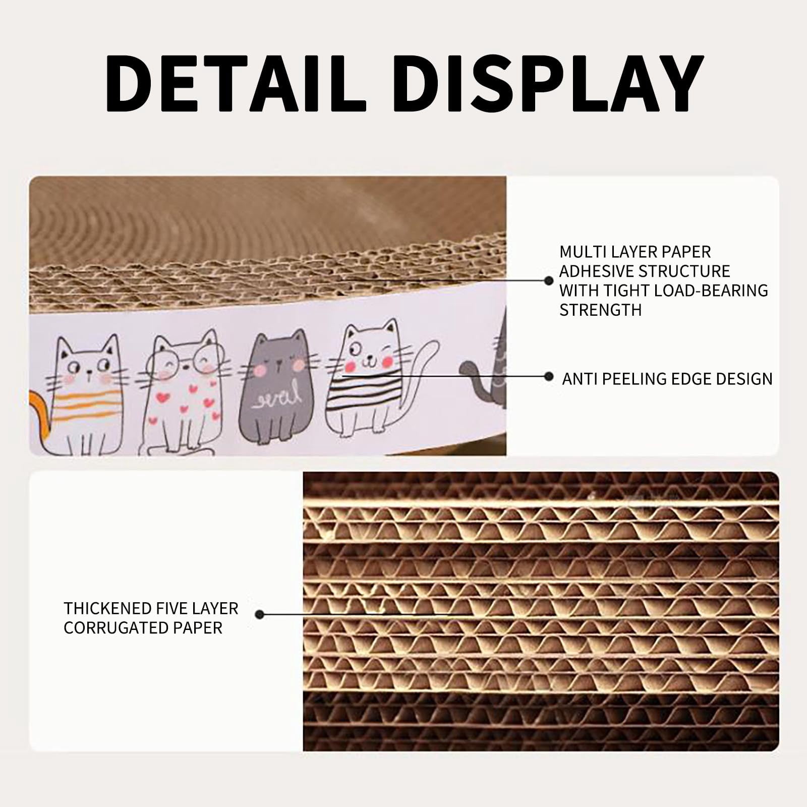 Cardboard Scratcher Pad Scratching Post:Round Sturdy Cat Scratching Cardboard Pad Breathable Cat Scratch Pad, Cat Scratching Cardboard for Indoor Cats, Furniture Protecter(Medium) - Image 6