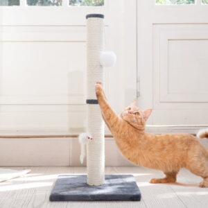 CheerPals Cat Scratching Post, 25.2"H Sisal Vertical Scratcher Post with Toys for Indoor Cats, Medium