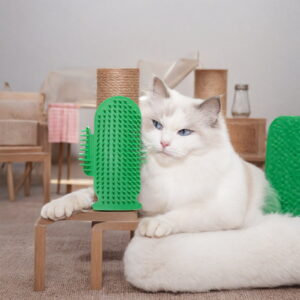 Cat Self Groomer, Cactus Shaped Cat Scratcher for Cat Tree Posts, Wall Mounted Cat Massager to Relieve Itching Green