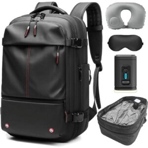 Vacuum Backpack for Travel Water Resistant , Kabaqoo 60L Expandable Vacuum Compression Bag with Electric Vacuum Pump, TSA Lock, Wet Dry Separation, Gifts