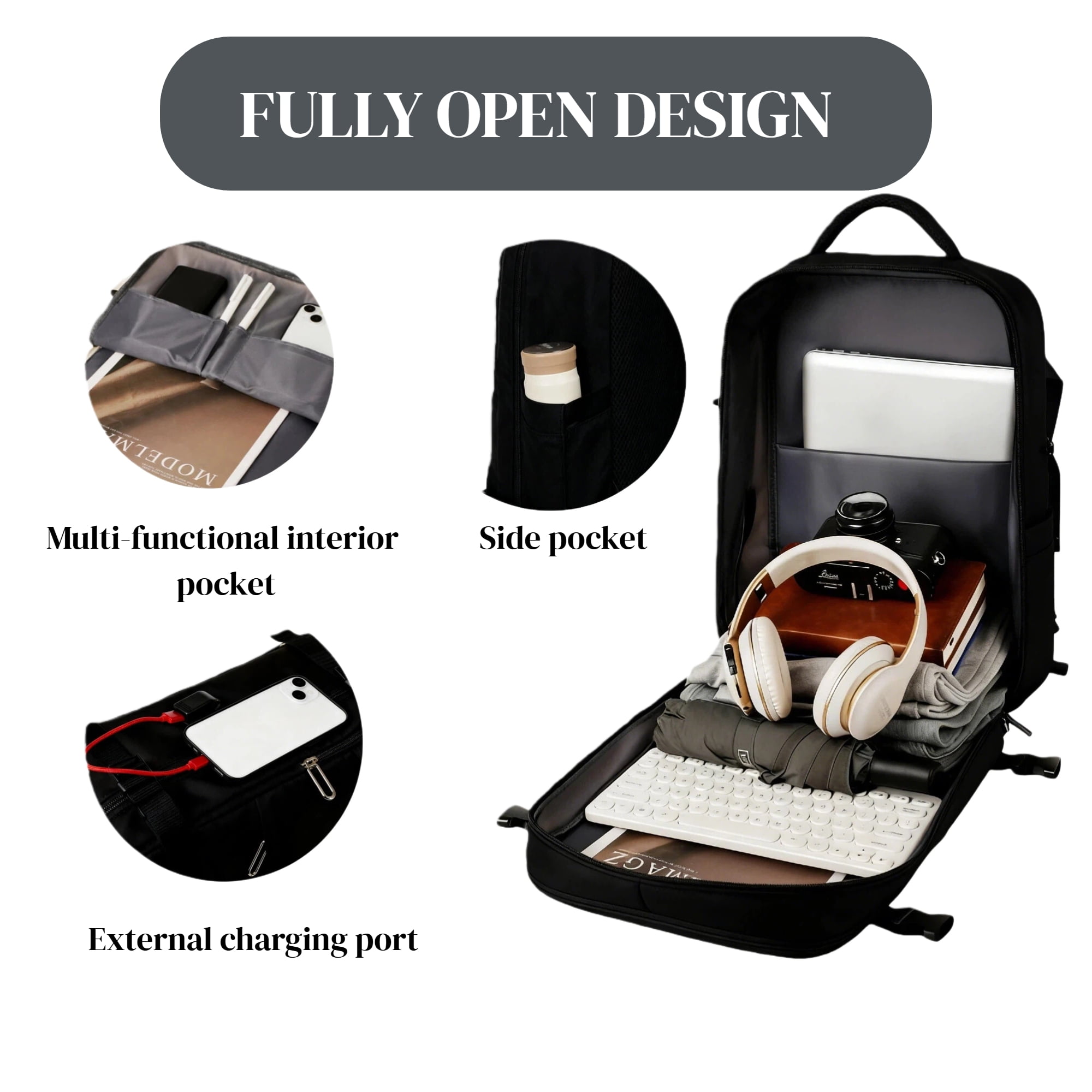 TRANSLINK Travel Backpack for Women Men TSA Carry On with USB Charging Port Weekender Essentials Backpacks fits 15.6" Laptop - Image 6