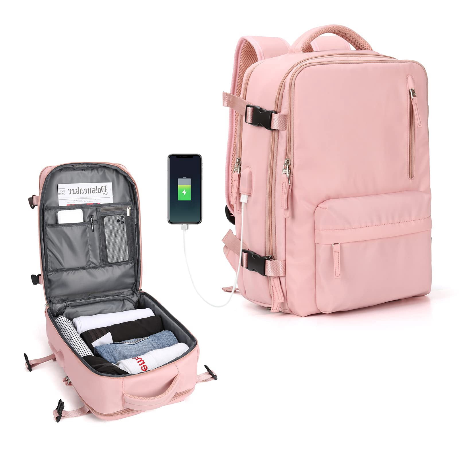 TRANSLINK Travel Backpack for Women Men TSA Carry On with USB Charging Port Weekender Essentials Backpacks fits 15.6" Laptop - Image 9