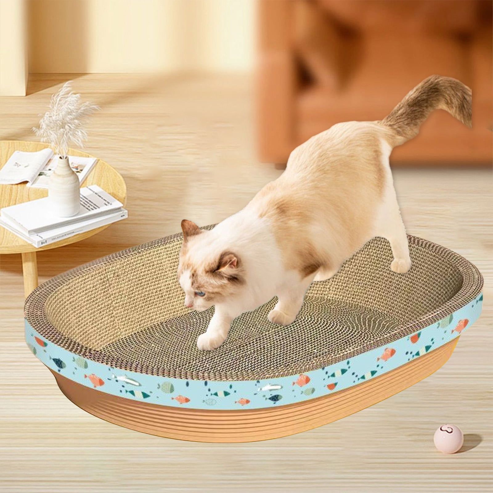 Under $1! GFHFHITJ Oval Shape Cat Scratcher Cardboard Bed, Corrugated Scratch Pad with Box, Cat Scratching Lounges Bed, Circle Cat Scratcher, Modern Cat Scratcher, Cute Round Cat Scratcher Bowl - Image 6
