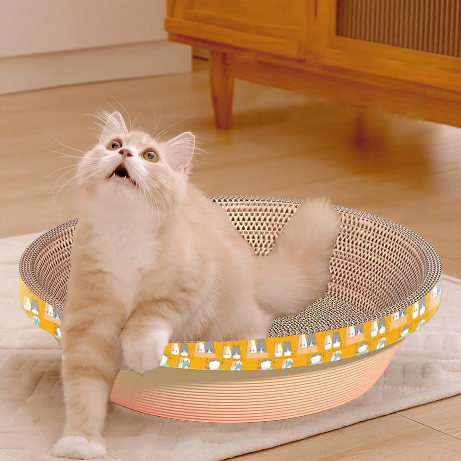 Under $1! GFHFHITJ Oval Shape Cat Scratcher Cardboard Bed, Corrugated Scratch Pad with Box, Cat Scratching Lounges Bed, Circle Cat Scratcher, Modern Cat Scratcher, Cute Round Cat Scratcher Bowl - Image 22
