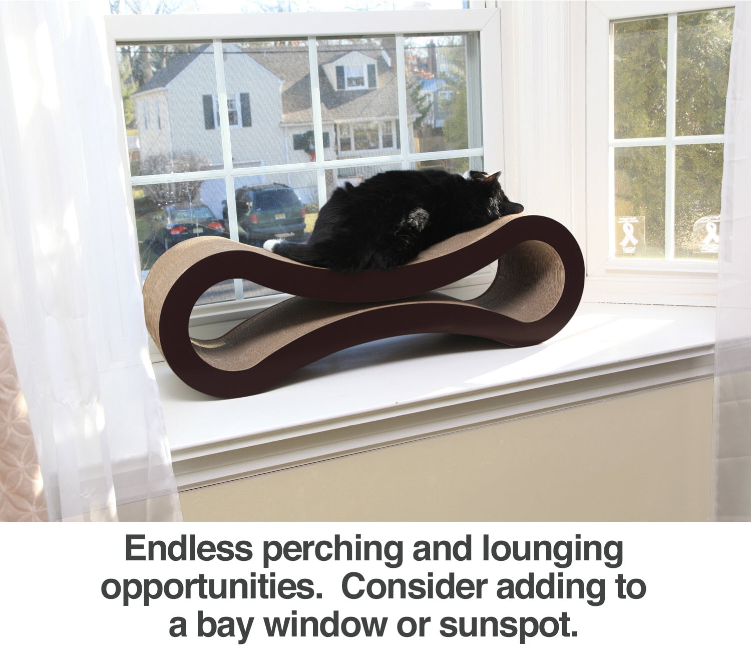 PetFusion Ultimate Reversible Infinity Cat Scratcher Lounge & Bed, Durable & Long Lasting, Brown - Image 3