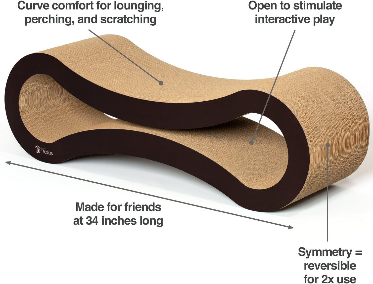 PetFusion Ultimate Reversible Infinity Cat Scratcher Lounge & Bed, Durable & Long Lasting, Brown - Image 6